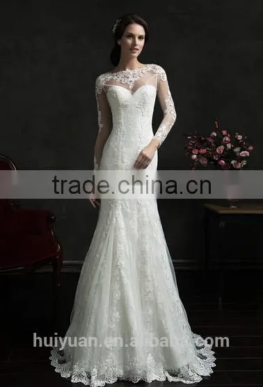 sex lace mermaid bridal muslim hijab long sleeve wedding dress