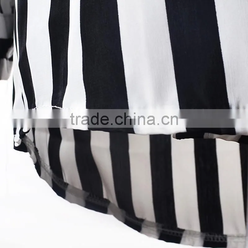 Newest Best summer designs elegant blouses for lady fashion shirt blouses for women stripe fashion blouses 2015