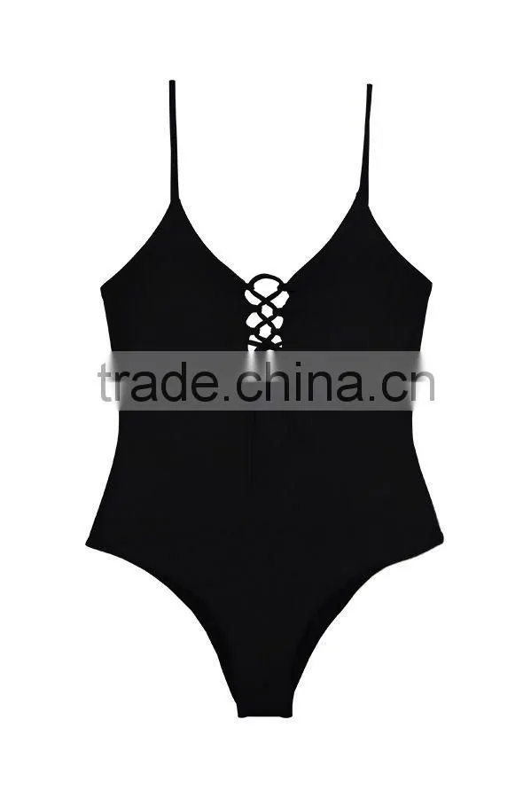 ladies fashion black one-piece swimwear