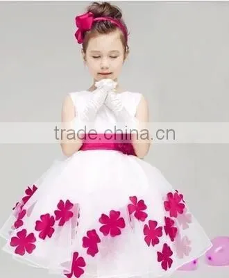 Fashion Fluffy baby girl princess tulle party dress with petal wedding dress