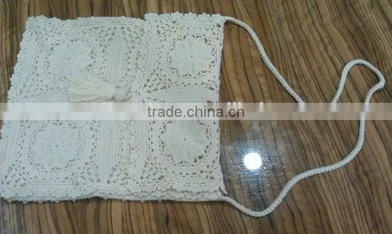 New original design crochet handmade pattern beach felt bag square shoulder bag