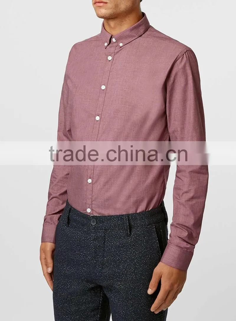 mens Burgundy Button Down Long Sleeve office Shirt