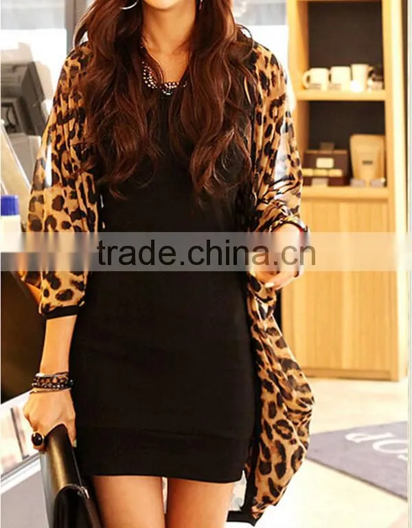 Korean style latest design hot sale leopard top selling products summer chiffon thin cardigan