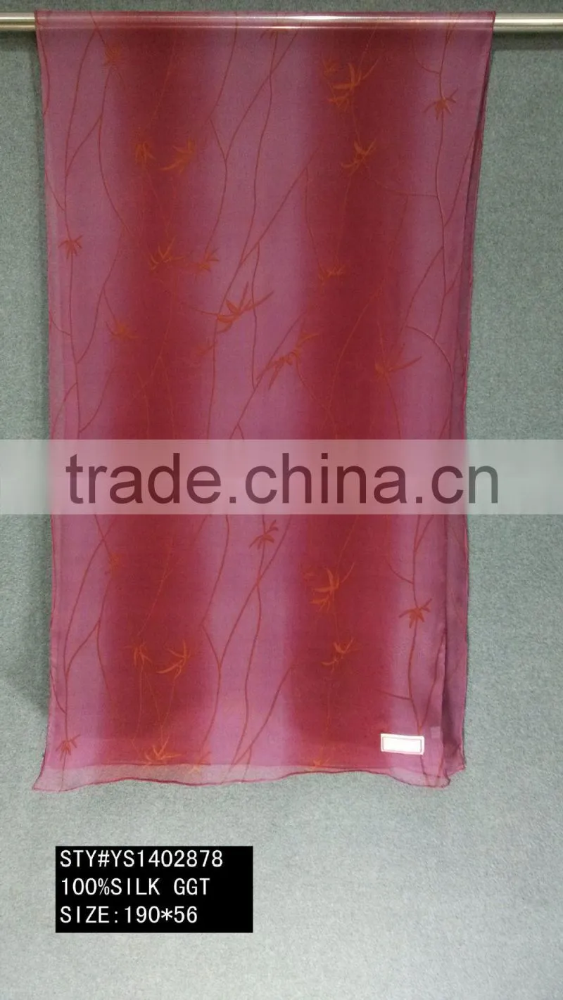 Lady Silk Scarf, Crepe GGT, Long Scarf, Tassels