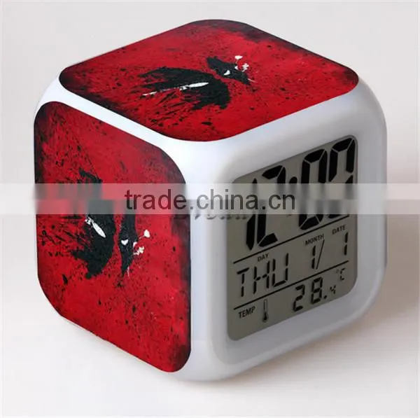 Promotion Gift LED Alarm Clock Deadpool Alarm Clock Table clock for kids Custom Digital LED Alarm clock
