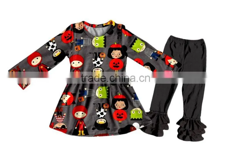 Children's cotton clothes halloween outfit wholesale remake polka dot clothes suit sets fall children clothing