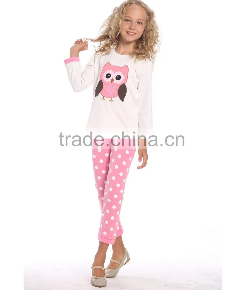 long sleeve girls pajamas 100% cotton cheap children sets