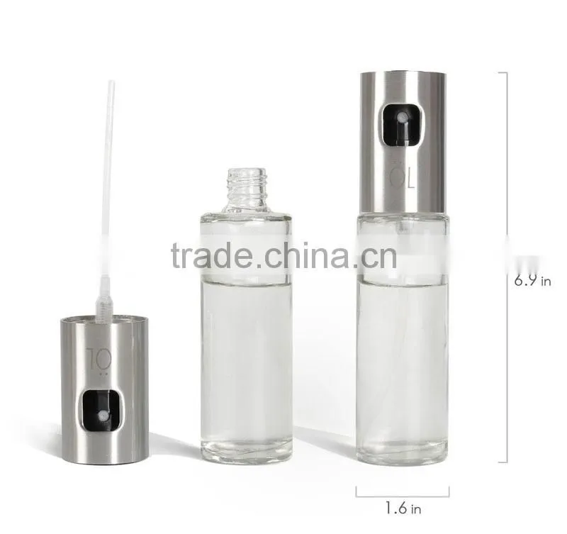 Hot sale 100ml oil bottle, stainless steel and glass olive oil mist spray bottle