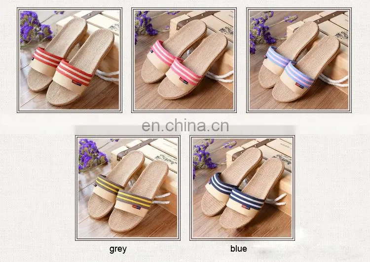 Wholesale new arrival women flax slipper plain slippers slip on 2017
