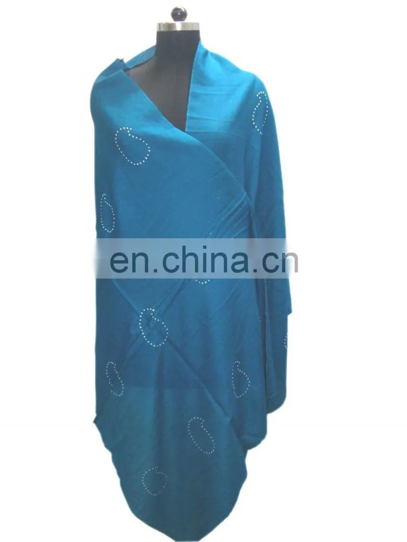 Silk Pashmina Wool shawls with crystal in latest design.