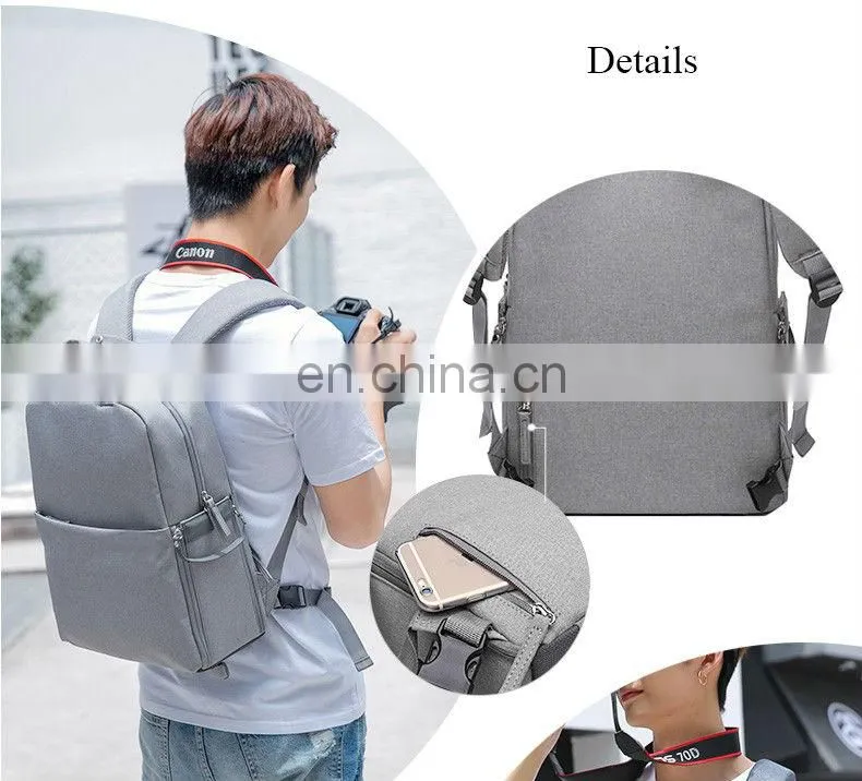 Custom Waterproof Video School Travel Photo Digital Camera Backpack Laptop Bag