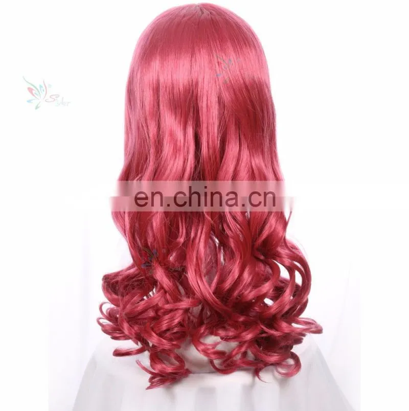 attractive women red highlights curly synthetic hair cosplay anime wigs