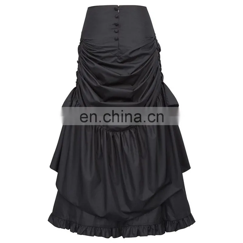 Belle Poque Vintage Retro Gothic Victorian Edwardian Bustle Style Black Skirt BP000405-1