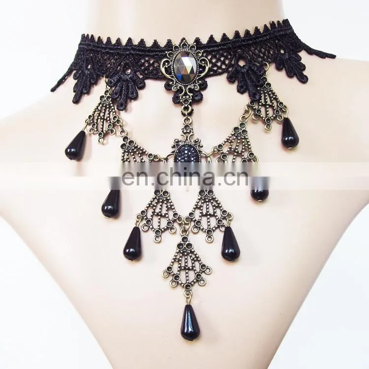 2015 latest design fashion party lace necklace lace necklace
