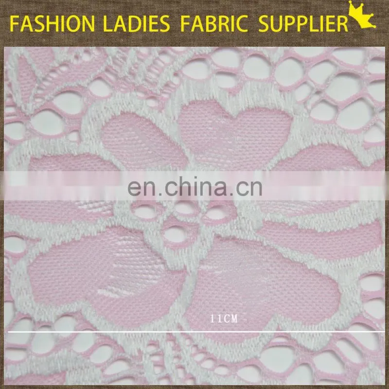 2015 new style nyon and cotton organic lace dyeing knit fabric