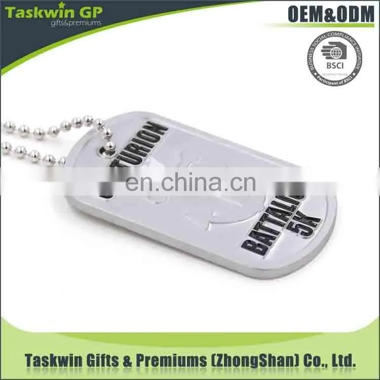 wholesale custom laser military dog tag with necklace of fashion printing and nice engraving with logo and name