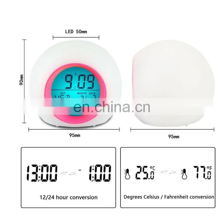 Touch sensor colors changing small round home decoration digital clock led