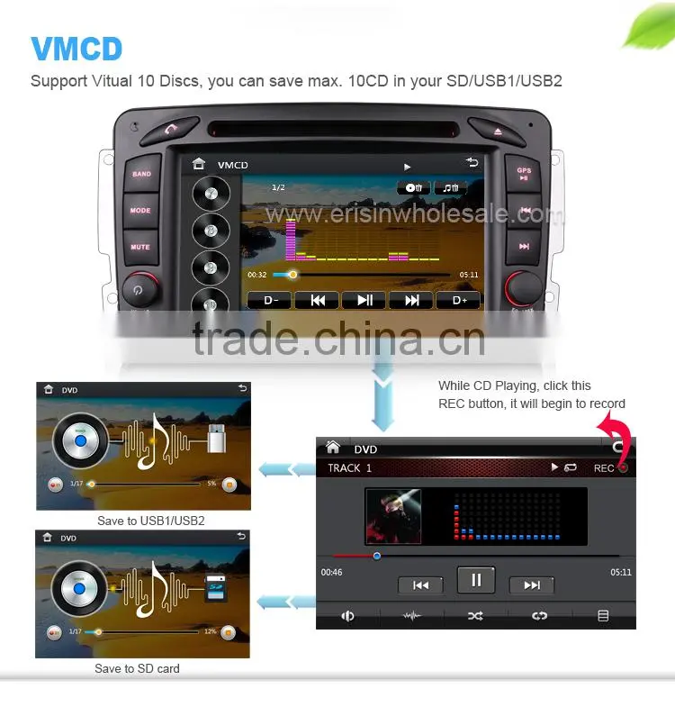 Erisin ES7063B 1 Din 7 inch Bluetooth Car Radio GPS for Mercedes G-Class W463