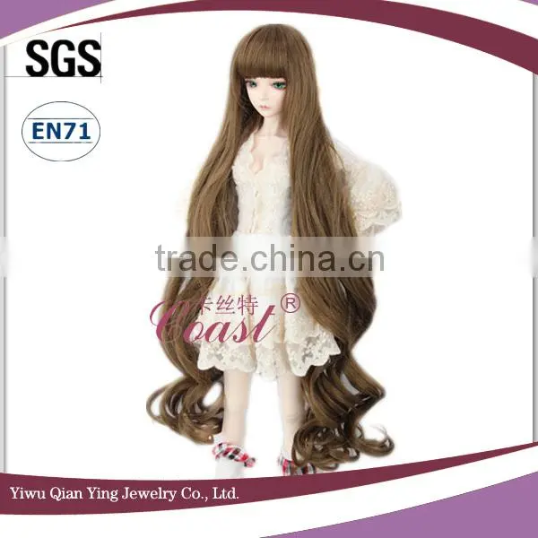 long curly brown synthetic size 3 doll wigs