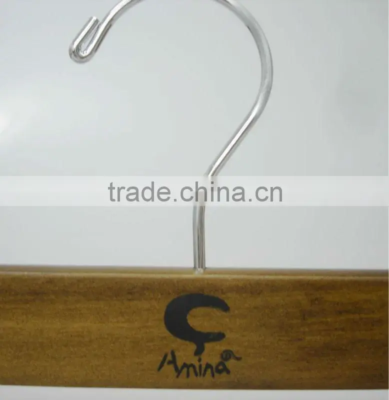WL03 natural clips pants hanger wooden pants hanger wholesale