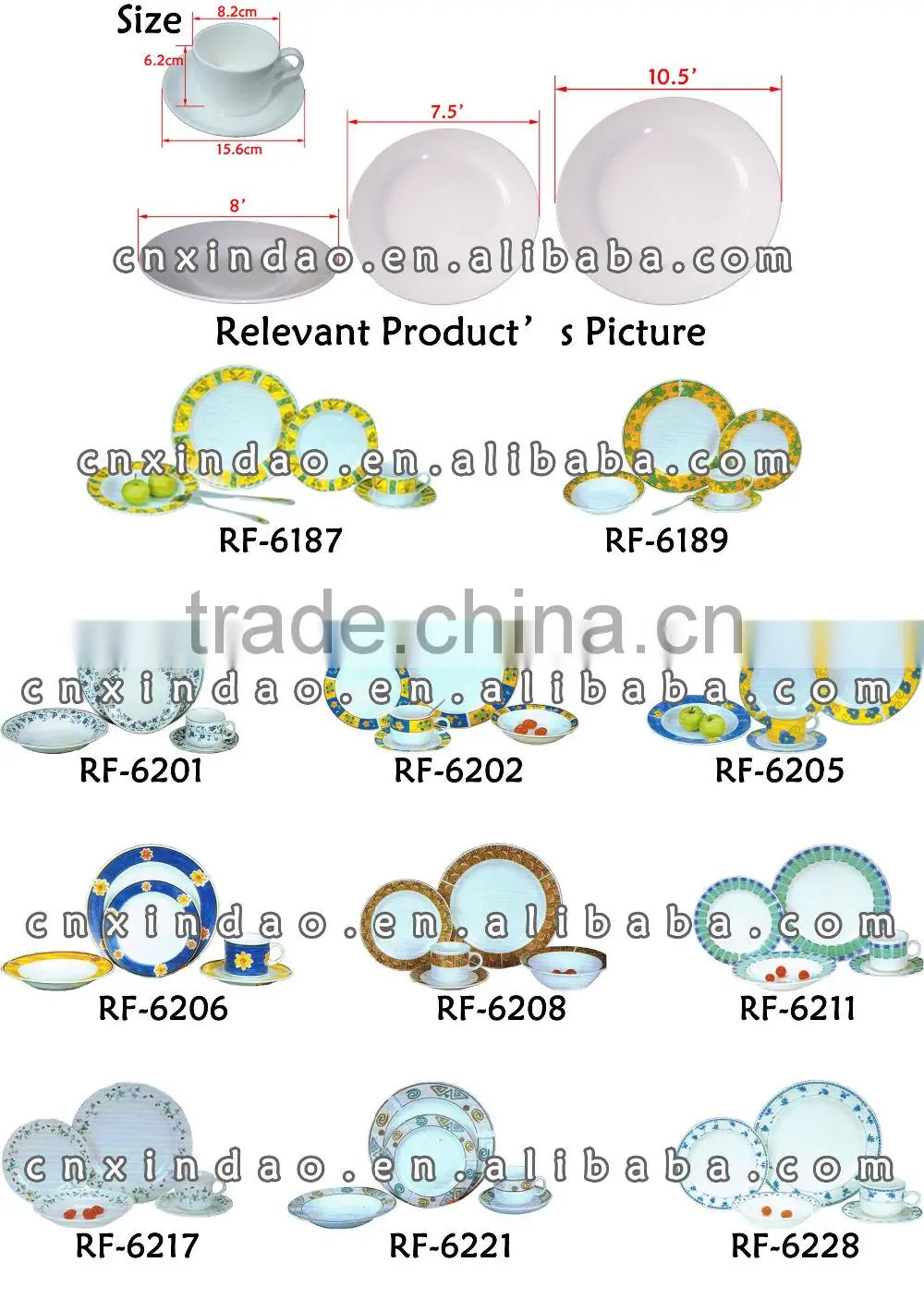 20pcs Daily Used Porcelain Antique Dinnerware with Custom Print for Hotel