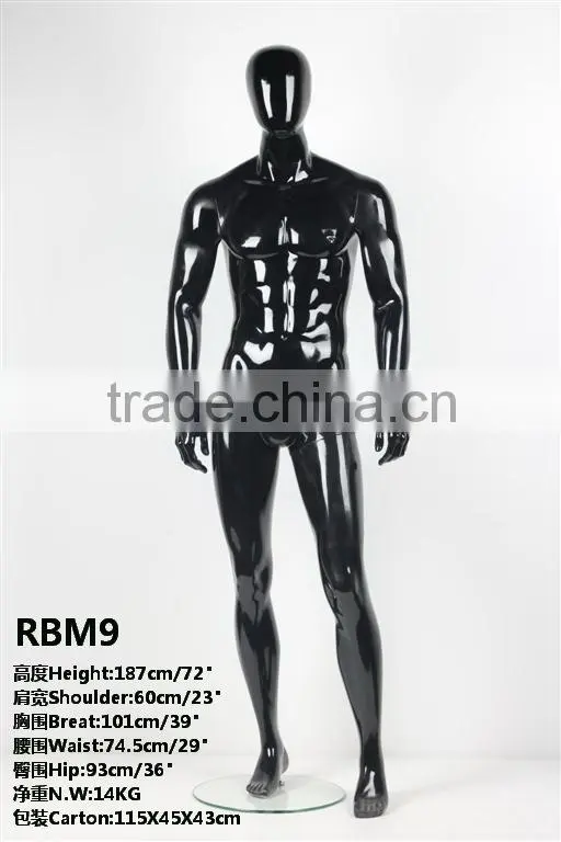 full body fiberglass muscle man mannequin black color whloesale