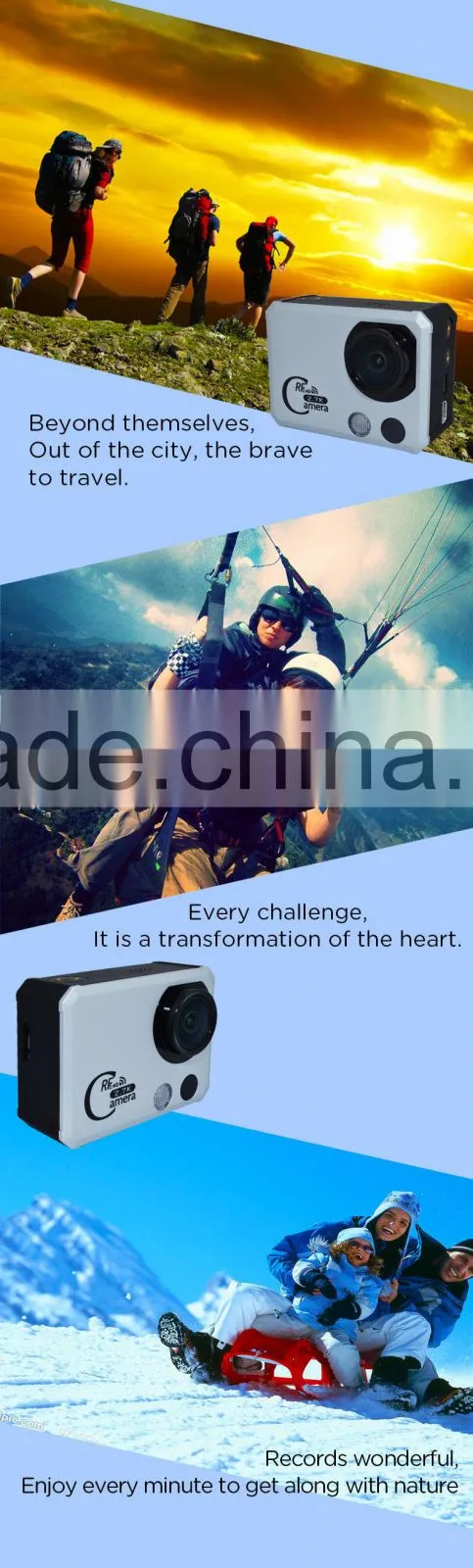 X5 Plus - Ambarella A7LA50 Processor 50 Meters Waterproof Action Camera 2560x1080@30fps 1920x1080@45fps with RF Watch Controller