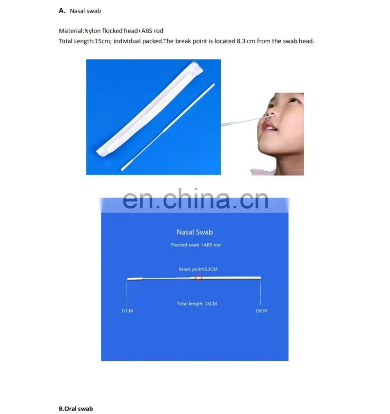 New products VTM PCR test with Flocked Transport throat swab pcr test kit