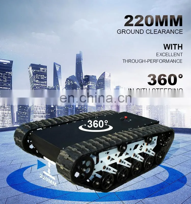 Outdoor Remote Controlling Mobile Rubber Robot Platform Tracked Vehicle