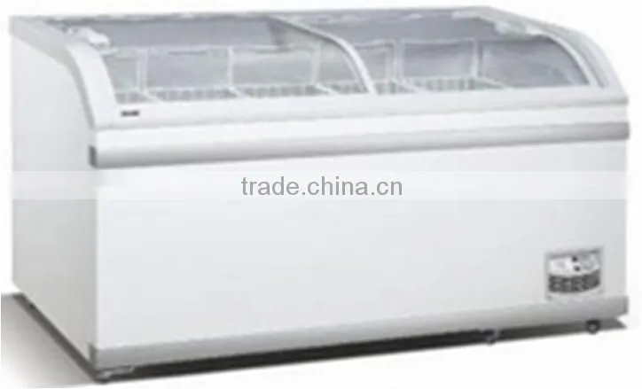 supermarket 600L glass door chest freezer with lock