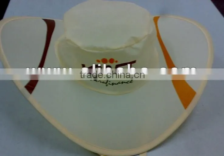 Foldable Promotional Cowboy Hat in 190T nylon, hats with print logo