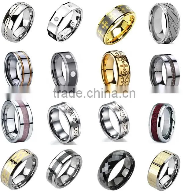 2016 Hot Sale New Products, Concave Gold Barb Wire Tungsten Carbide Wedding Band Ring