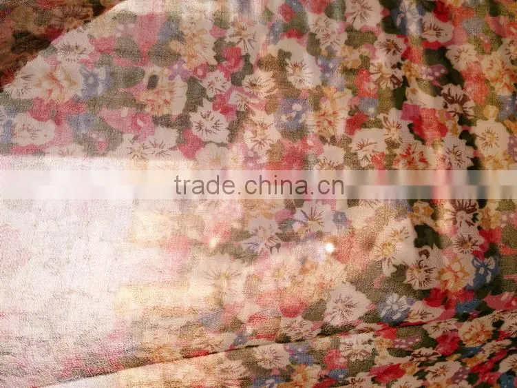 chiffon fabric print flower design for woman garment