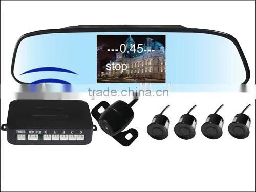 Car reverse parking camera wireless with 4.3inch lcd monitor and 4 waterproof sensors