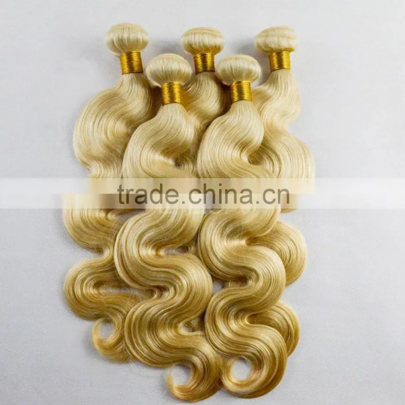 European Sew in human hair extensions honey blonde body wave hair weaving