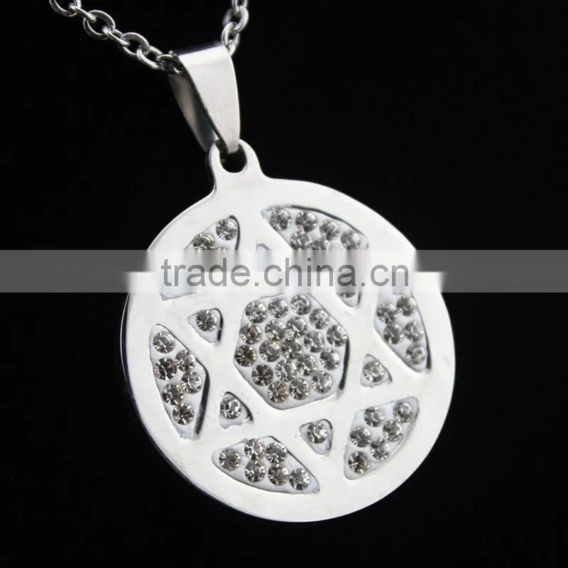 Full rhinestone titanium steel six-pointed star pendant necklace wholesale