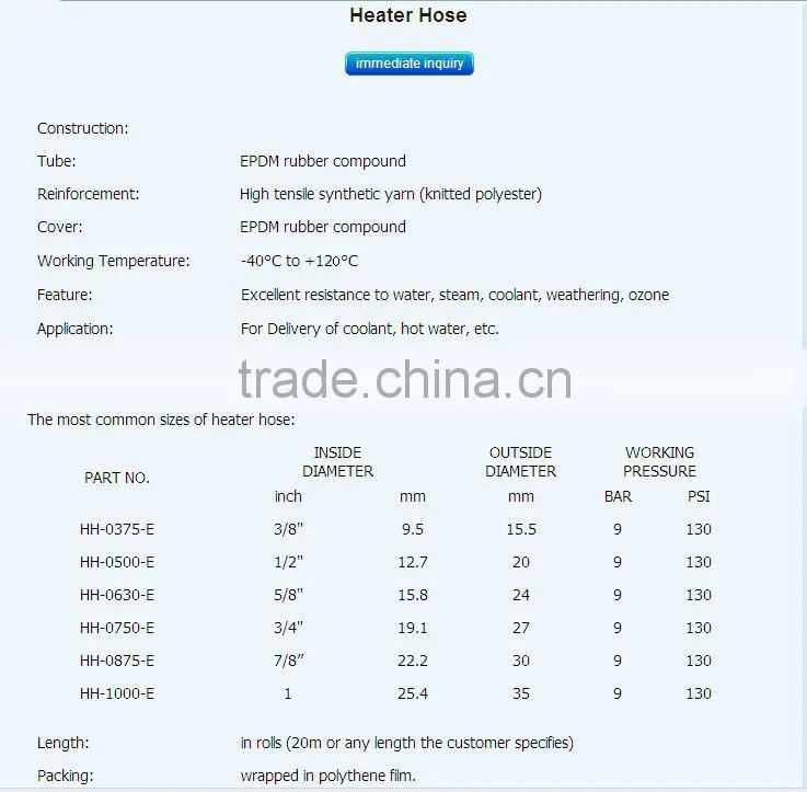 Automotive EPDM Rubber hoses