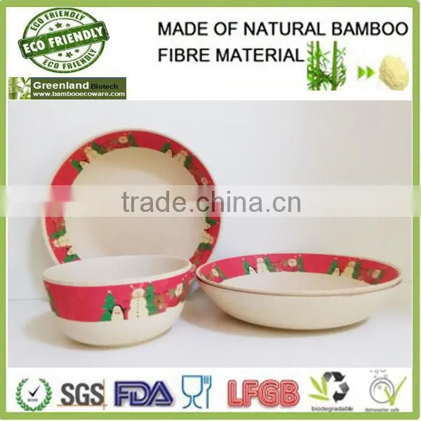 season disposable santa christmas natural bamboo eco tableware dinner set