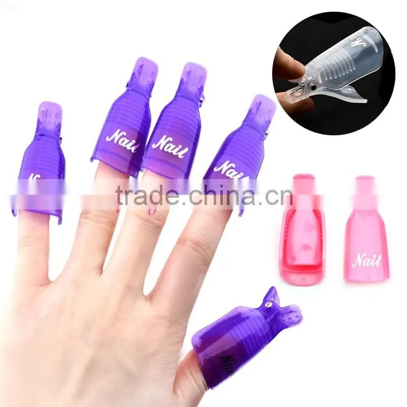 Good quality plastic 10pcs colorful soak off nail polish gel polish remover