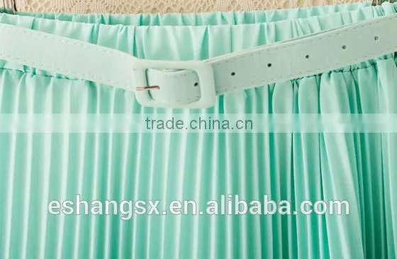 Ladies chiffon long pure color green skirts