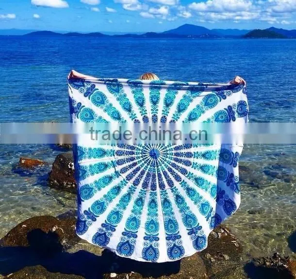 Foldable Indian Mandala Round Hippe Boho Cotton Wall Tapestry Tablecloth Throw Mat For Yoga Towel Beach Blanket