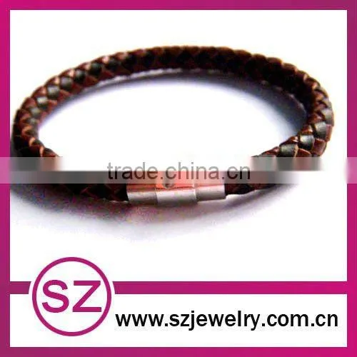 pub0036 new fashion leather wrap magnetic clasp bracelet