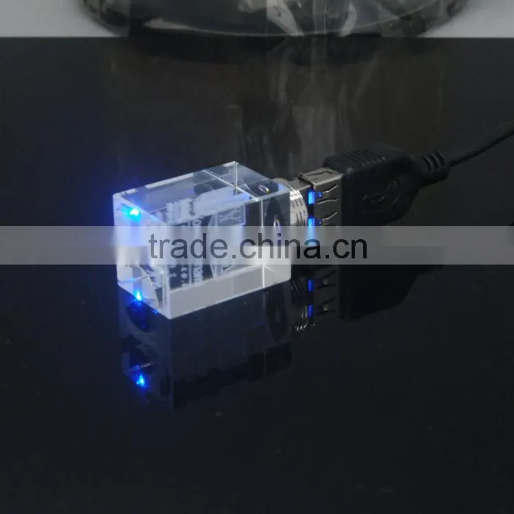 crystal usb flash drive with laser logo for promotional gift