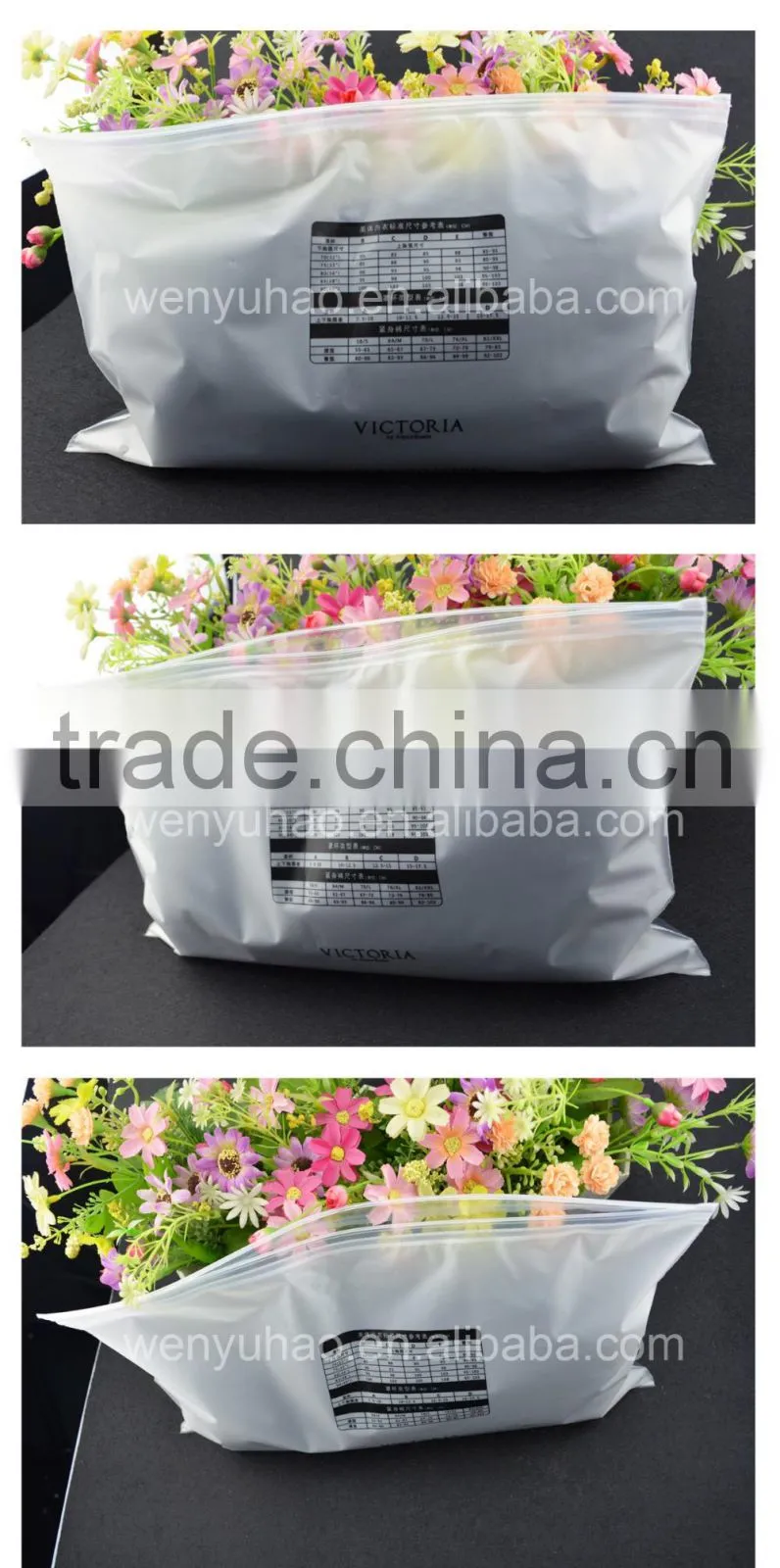 plastic clothes bags for packing , plastic bag zipper clothes poly bags
