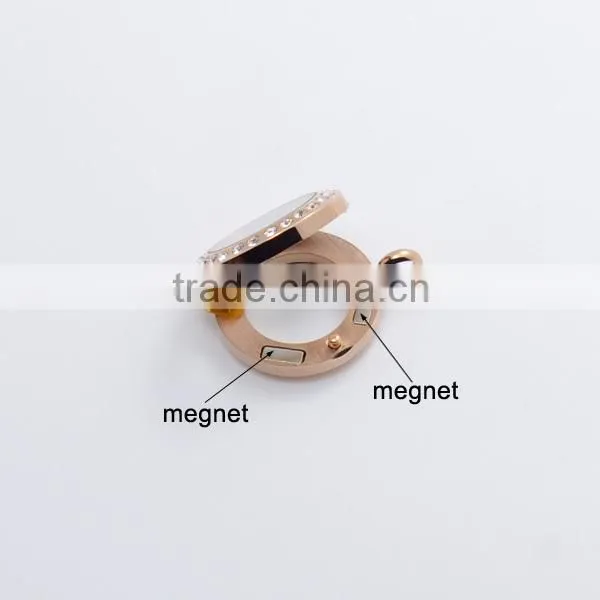 Best quality Diy 20mm round crystal silver/gold magnet glass memory charms floating locket