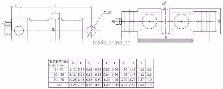 Double Shear Beam compression Load Cell 100t (QSL)(5-100klb)