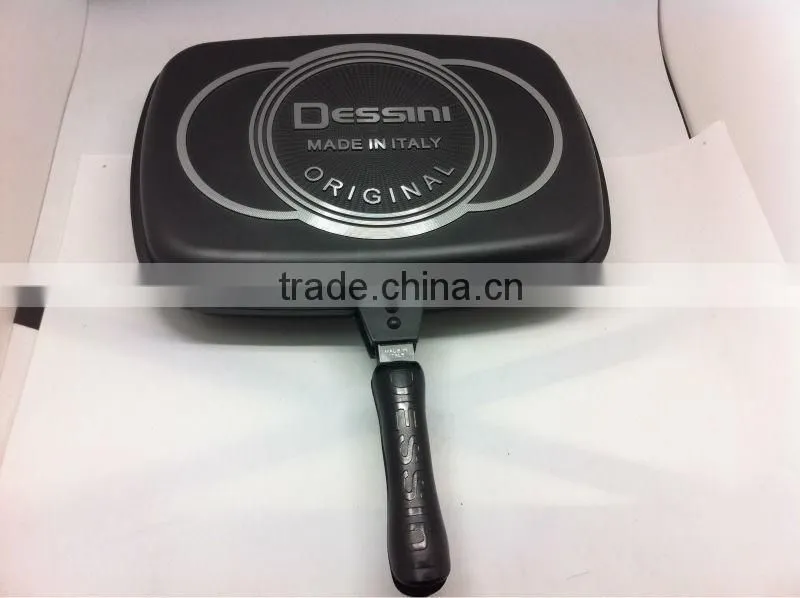 HQ Die-casting aluminum non-stick coating double side frying pan