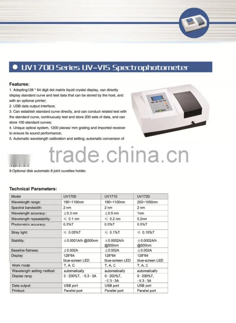 TOPTION UV-1700 ISO uv spectrophotometer