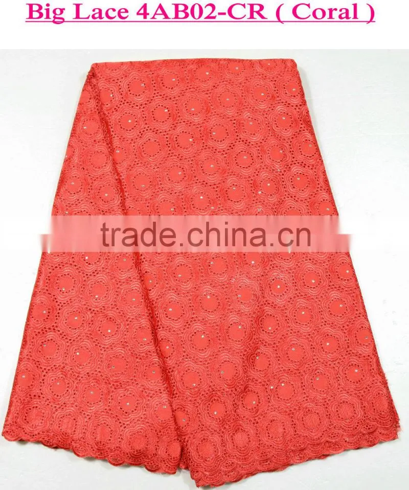 100% cotton New Square Grid Design African Big Swiss Lace