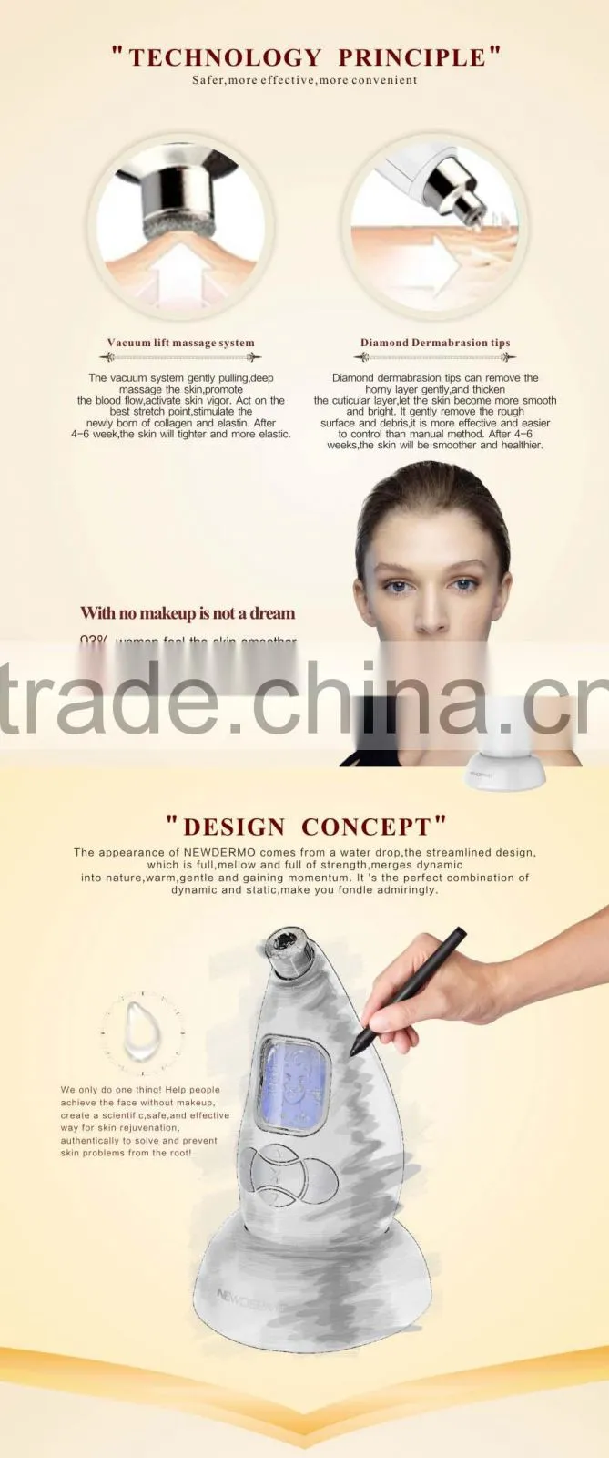 NEWDERMO PORTABLE home microdermabrasion machine skin care tool V face and face lifting skin rejuvenation machine